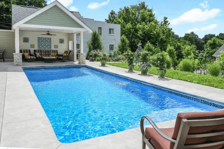 Backyard inground swimming pool