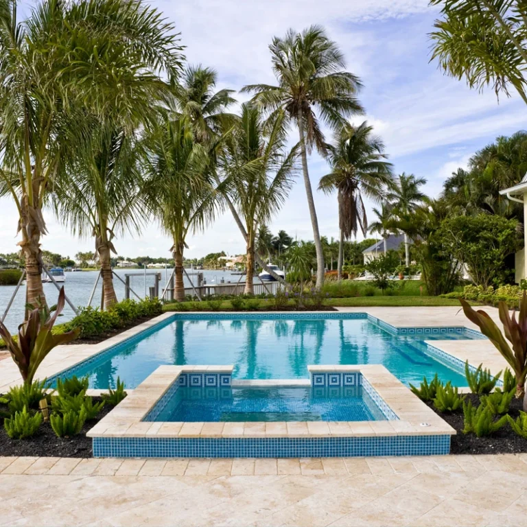 Custom inground pool with visible features
